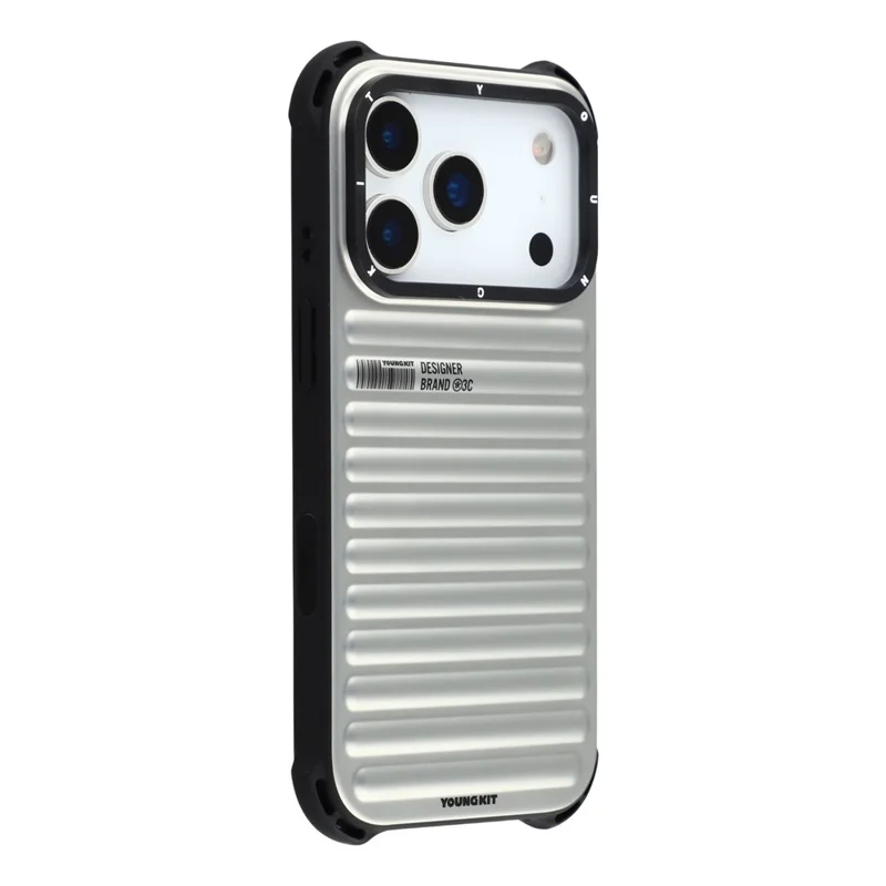 YOUNGKIT Custodia per iPhone 17 Pro Compatibile con MagSafe Texture Suitcase IMD TPU Custodia per Telefono - Argento