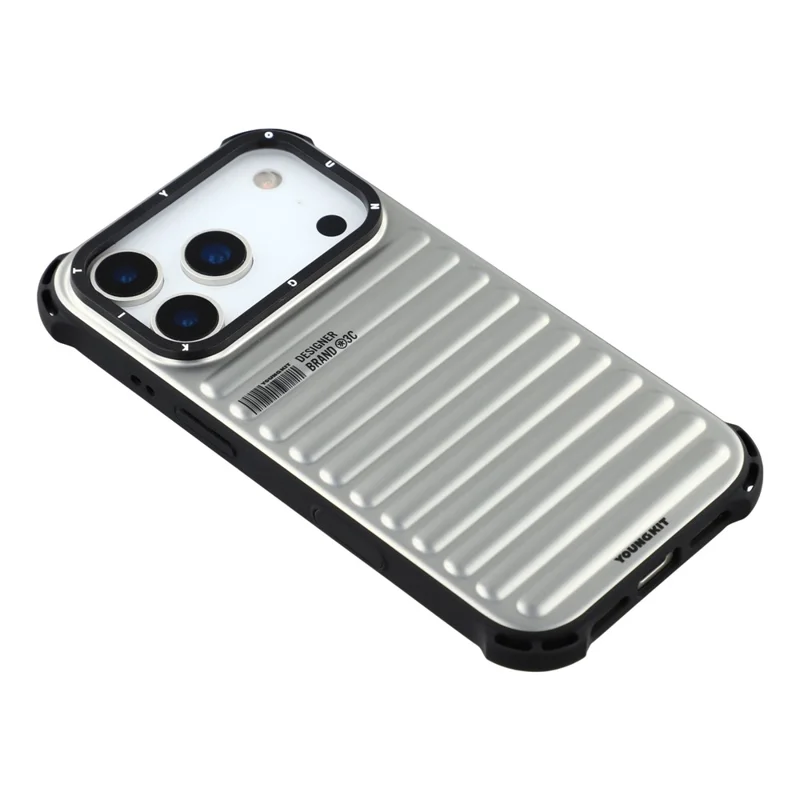 YOUNGKIT Custodia per iPhone 17 Pro Compatibile con MagSafe Texture Suitcase IMD TPU Custodia per Telefono - Argento