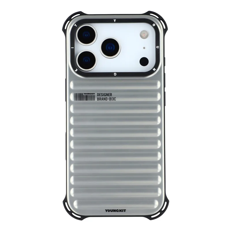 YOUNGKIT Custodia per iPhone 17 Pro Max Compatibile con MagSafe Texture Suitcase IMD TPU Custodia per Telefono - Argento