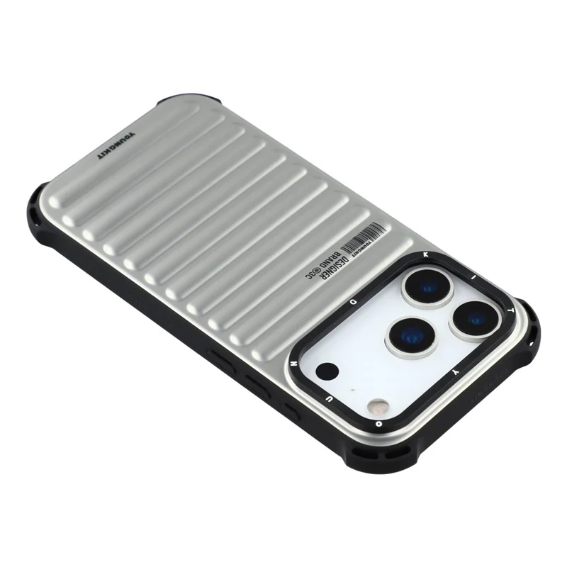 YOUNGKIT Custodia per iPhone 17 Pro Max Compatibile con MagSafe Texture Suitcase IMD TPU Custodia per Telefono - Argento