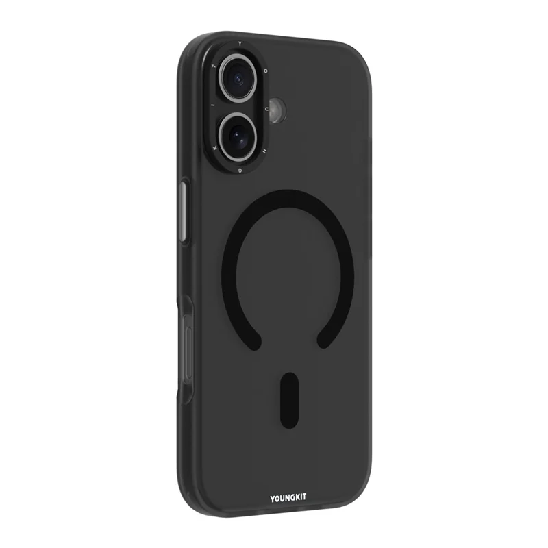 YOUNGKIT For iPhone 17 Matte Case Compatible with MagSafe PET TPU Phone Cover - Transparent Black
