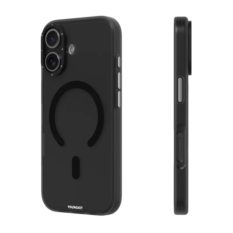YOUNGKIT For iPhone 17 Matte Case Compatible with MagSafe PET TPU Phone Cover - Transparent Black