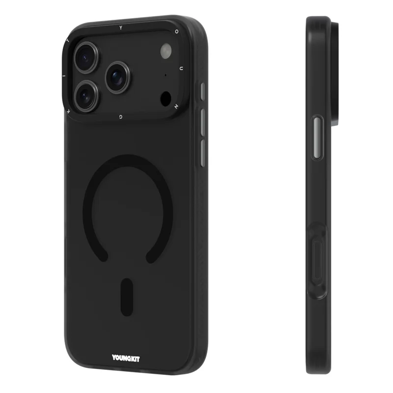YOUNGKIT For iPhone 17 Pro Max Matte Case Compatible with MagSafe PET TPU Phone Cover - Transparent Black