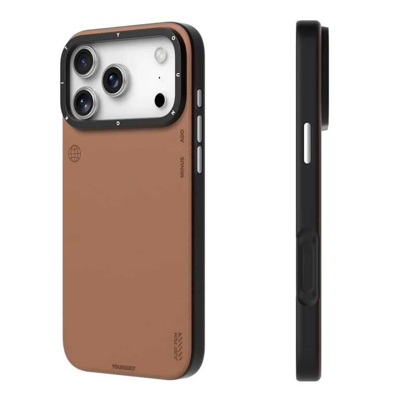 YOUNGKIT For iPhone 17 Pro Max Case Compatible with MagSafe PU Leather + PC Phone Cover - Bronze