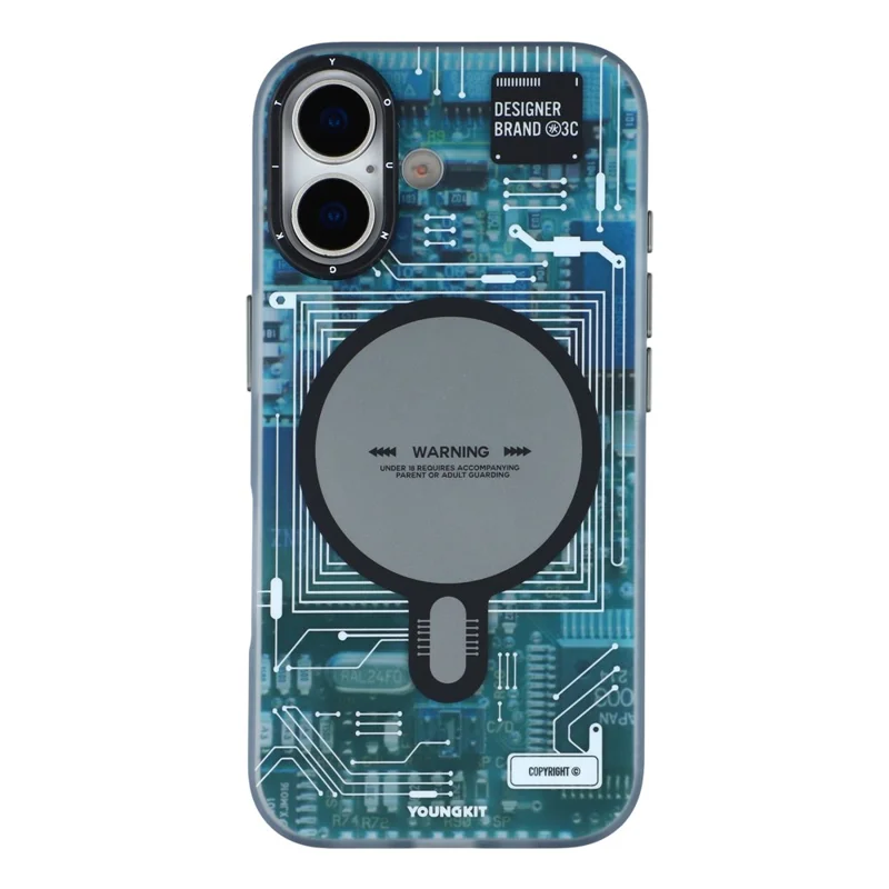 Série YOUNGKIT Technology para iPhone 17 Capa Magnética Rígida PC IMD - Ghost Grey
