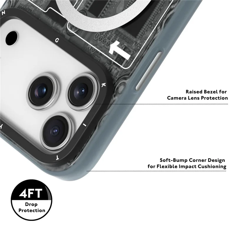 YOUNGKIT Технологическая серия для iPhone 17 Pro Max Магнитный чехол Hard PC IMD Чехол для телефона - Призрачно-серый