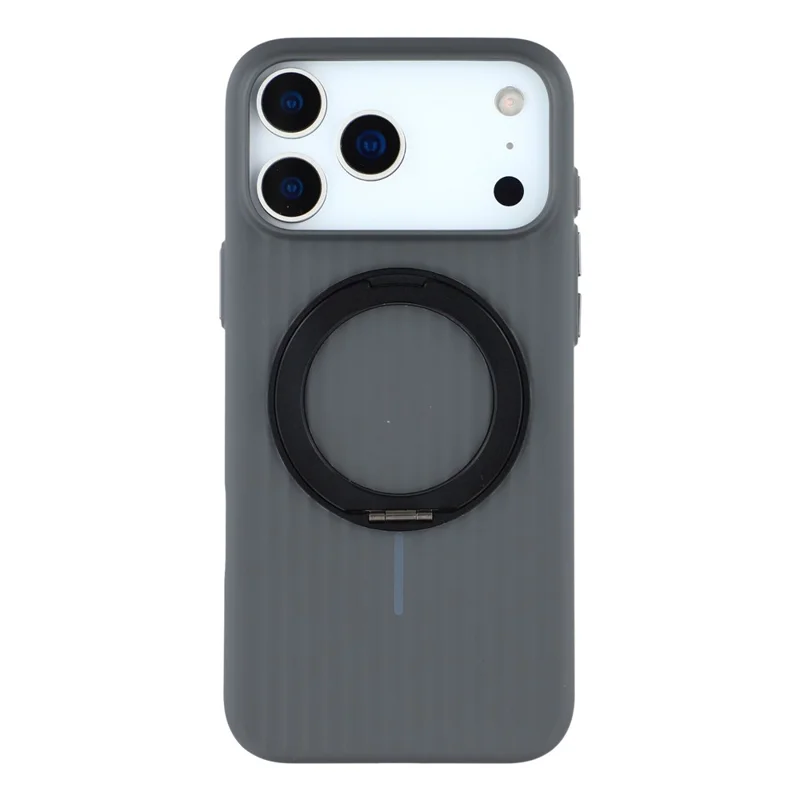 KIGC For iPhone 17 Pro Magnetic Case with Rotating Kickstand Hard PC Phone Back Cover - Black