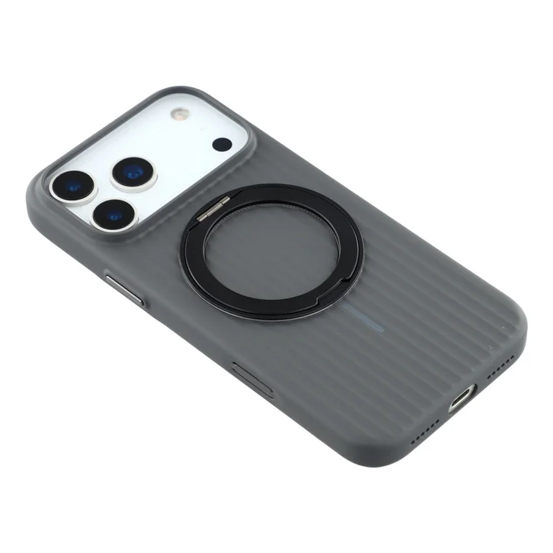 KIGC For iPhone 17 Pro Magnetic Case with Rotating Kickstand Hard PC Phone Back Cover - Black