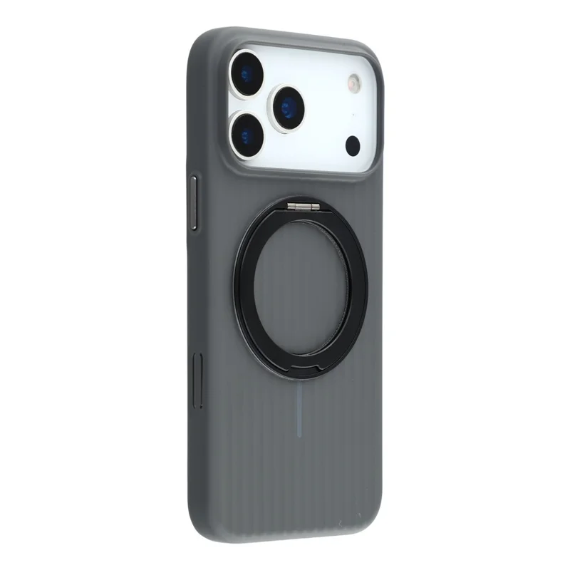 KIGC For iPhone 17 Pro Max Magnetic Case with Rotating Kickstand Hard PC Phone Back Cover - Black