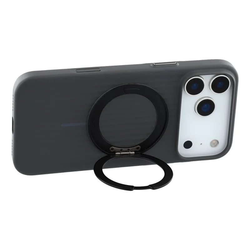 KIGC For iPhone 17 Pro Max Magnetic Case with Rotating Kickstand Hard PC Phone Back Cover - Black