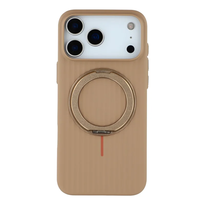 KIGC For iPhone 17 Pro Max Magnetic Case with Rotating Kickstand Hard PC Phone Back Cover - Brown