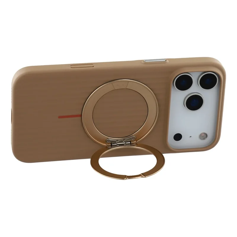 KIGC For iPhone 17 Pro Max Magnetic Case with Rotating Kickstand Hard PC Phone Back Cover - Brown
