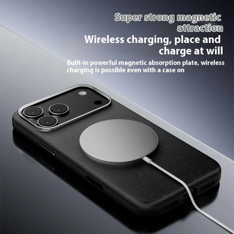 Étui pour iPhone 17 Pro X-LEVEL Compatible avec MagSafe Couverture de téléphone en cuir PU dur - Noir
