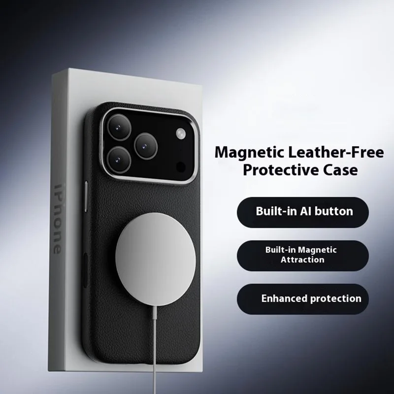 Étui pour iPhone 17 Pro Max X-LEVEL Compatible avec MagSafe Coque en cuir PU dur PC - Noir