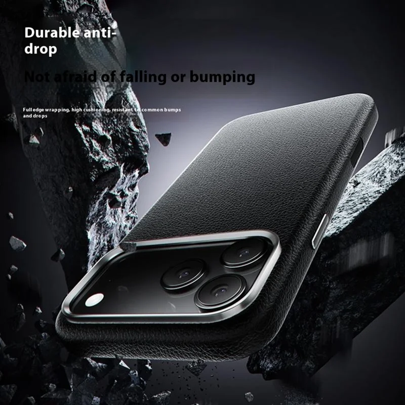 Étui pour iPhone 17 Pro Max X-LEVEL Compatible avec MagSafe Coque en cuir PU dur PC - Noir