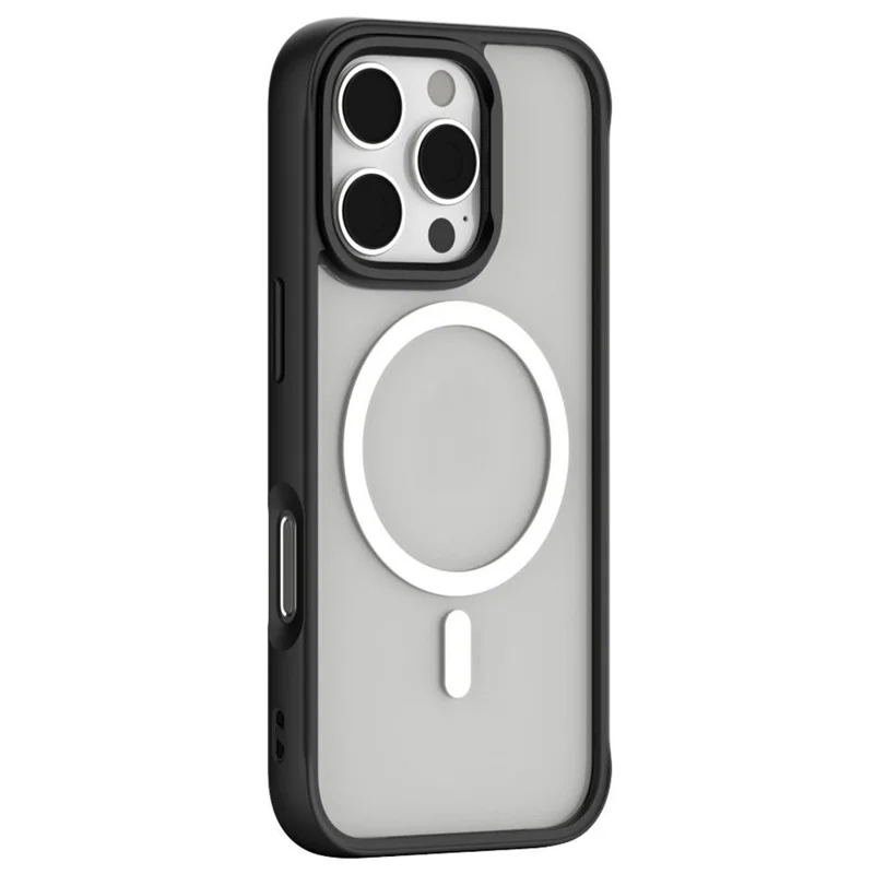 For iPhone 16 Pro Clear Phone Case Compatible with MagSafe PC TPU Back Cover (Phone Case Only) - Black
