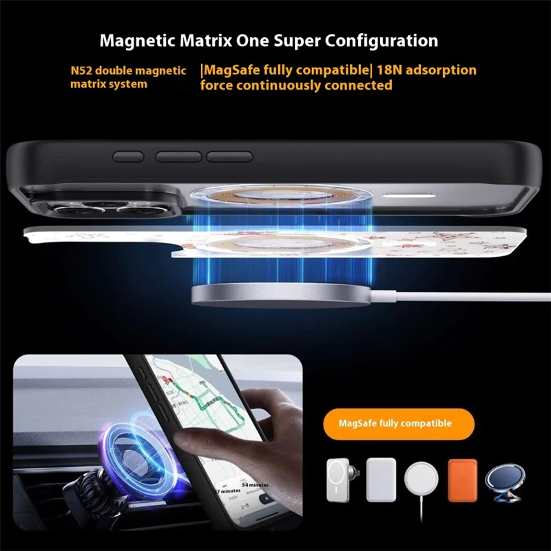 For iPhone 16 Pro Clear Phone Case Compatible with MagSafe PC TPU Back Cover (Phone Case Only) - Black