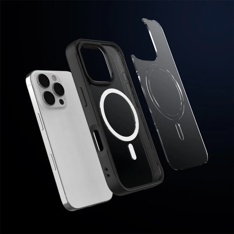 For iPhone 16 Pro Clear Phone Case Compatible with MagSafe PC TPU Back Cover (Phone Case Only) - Black