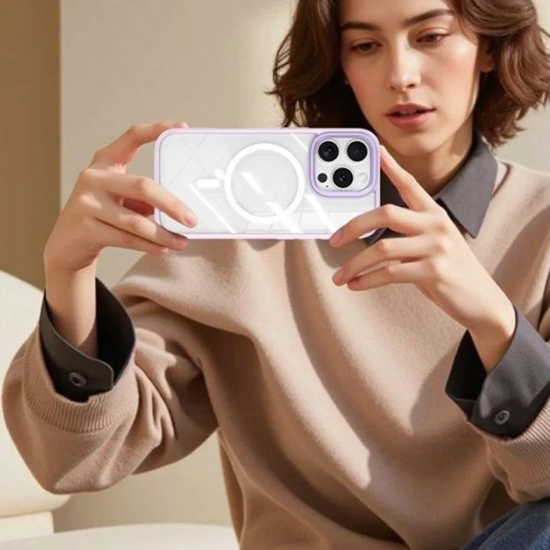 For iPhone 16 Pro Clear Phone Case Compatible with MagSafe PC TPU Back Cover (Phone Case Only) - White