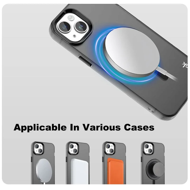 IMAK Para Capa do iPhone 15 Plus Compatível com MagSafe Cor de Doce Anti Queda TPU + Capa Traseira PET - Preto