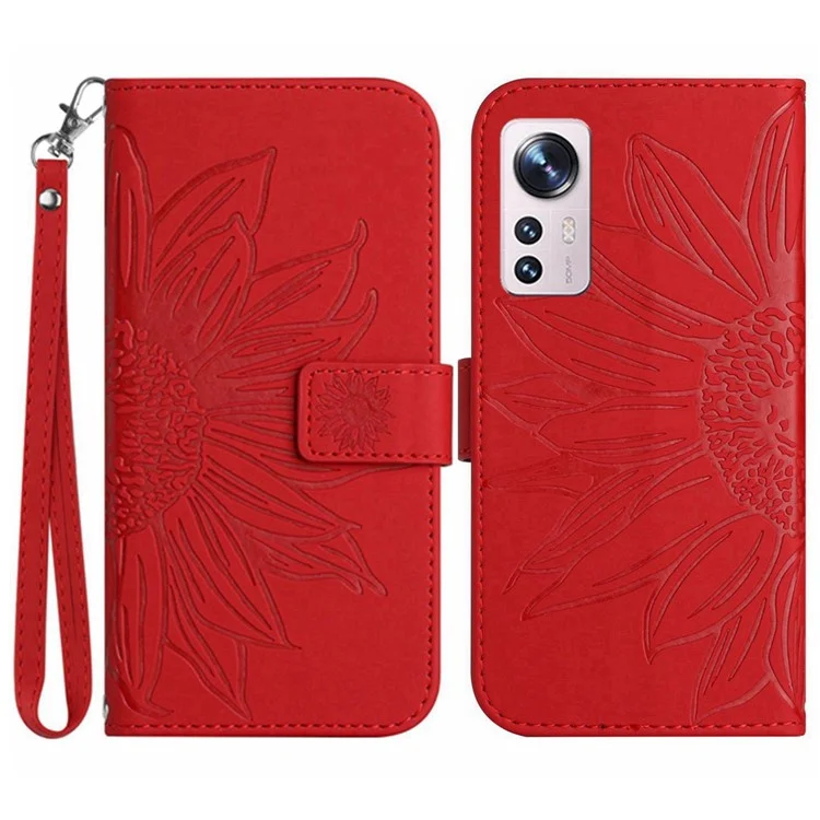 Pour Xiaomi 12 5G / 12x 5G / 12S 5G HT04 Caut-report de Temps Magnétique Magnétique Magnétique de Temple PU Courtage de Temps Magnétique PU Sign - Rouge