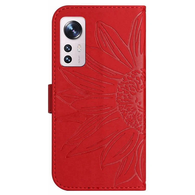 Pour Xiaomi 12 5G / 12x 5G / 12S 5G HT04 Caut-report de Temps Magnétique Magnétique Magnétique de Temple PU Courtage de Temps Magnétique PU Sign - Rouge
