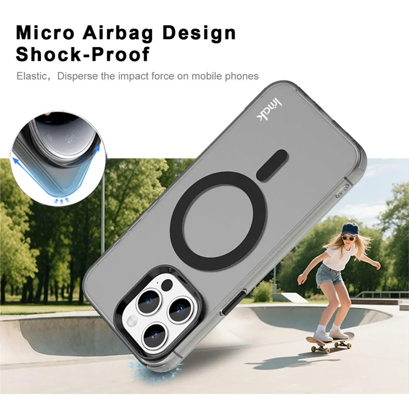 IMAK Hülle für iPhone 15 Pro, kompatibel mit MagSafe, Candy Color Stoßfeste TPU + PET Rückseite - Schwarz