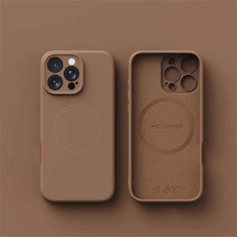 Étui YCADEN pour iPhone 16 Pro Compatible avec MagSafe Découpes Précises PC + TPU Coque Arrière de Téléphone - Kaki