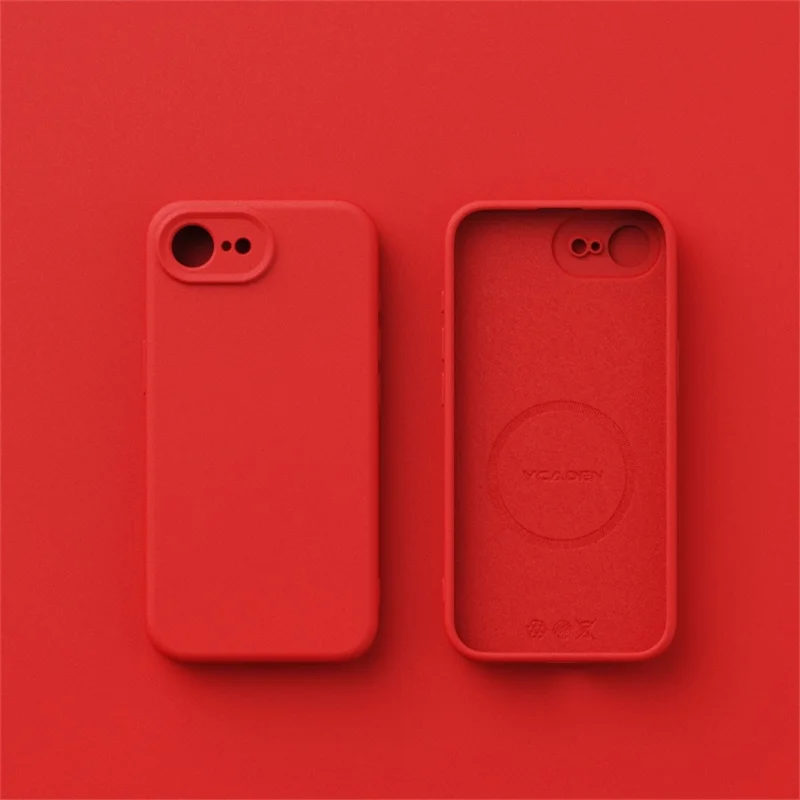 YCADEN Funda para iPhone 16e Compatible con MagSafe Recortes Precisos Cubierta Trasera de TPU - Rojo Chino