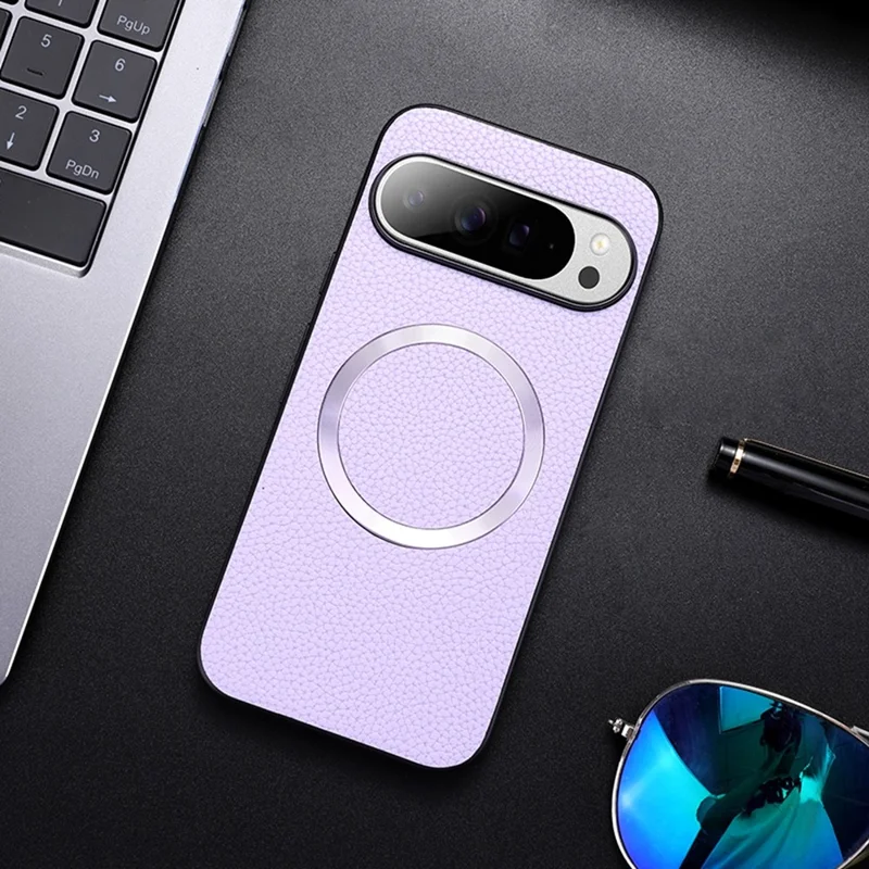 For Google Pixel 10 Pro XL Case Compatible with MagSafe PU Leather + TPU Phone Back Cover - Purple