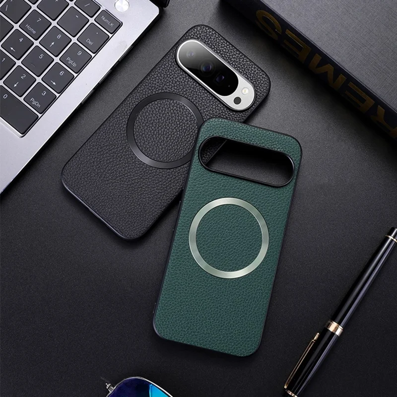 For Google Pixel 10 Pro XL Case Compatible with MagSafe PU Leather + TPU Phone Back Cover - Purple