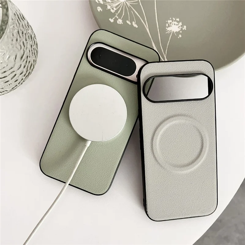 For Google Pixel 10 Pro XL Case Compatible with MagSafe PU Leather + TPU Phone Back Cover - White