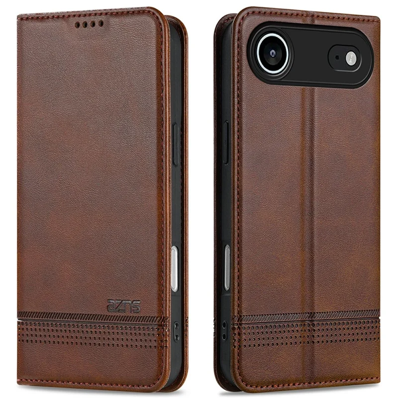 AZNS Für iPhone 17 Air Case Kuhledertextur PU-Leder Brieftasche Handyhülle - Kaffee