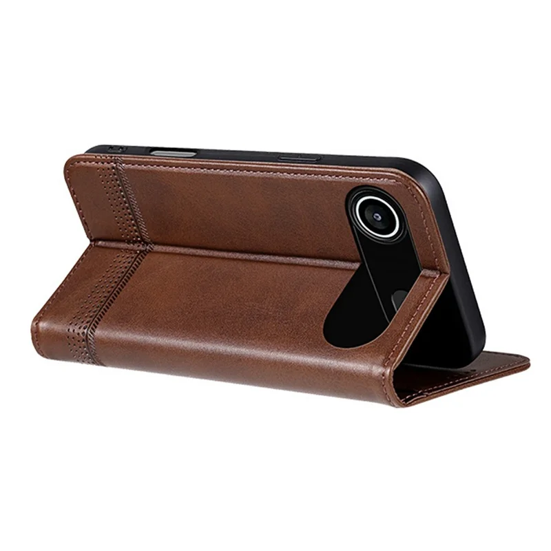 AZNS Für iPhone 17 Air Case Kuhledertextur PU-Leder Brieftasche Handyhülle - Kaffee