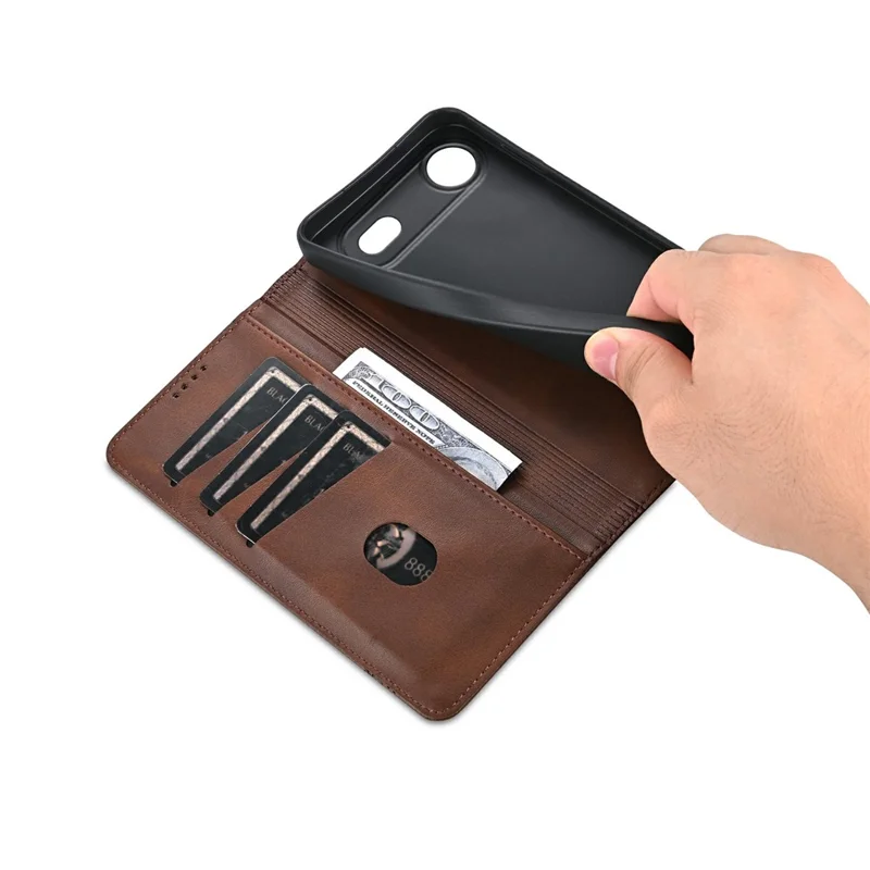 AZNS Für iPhone 17 Air Case Kuhledertextur PU-Leder Brieftasche Handyhülle - Kaffee