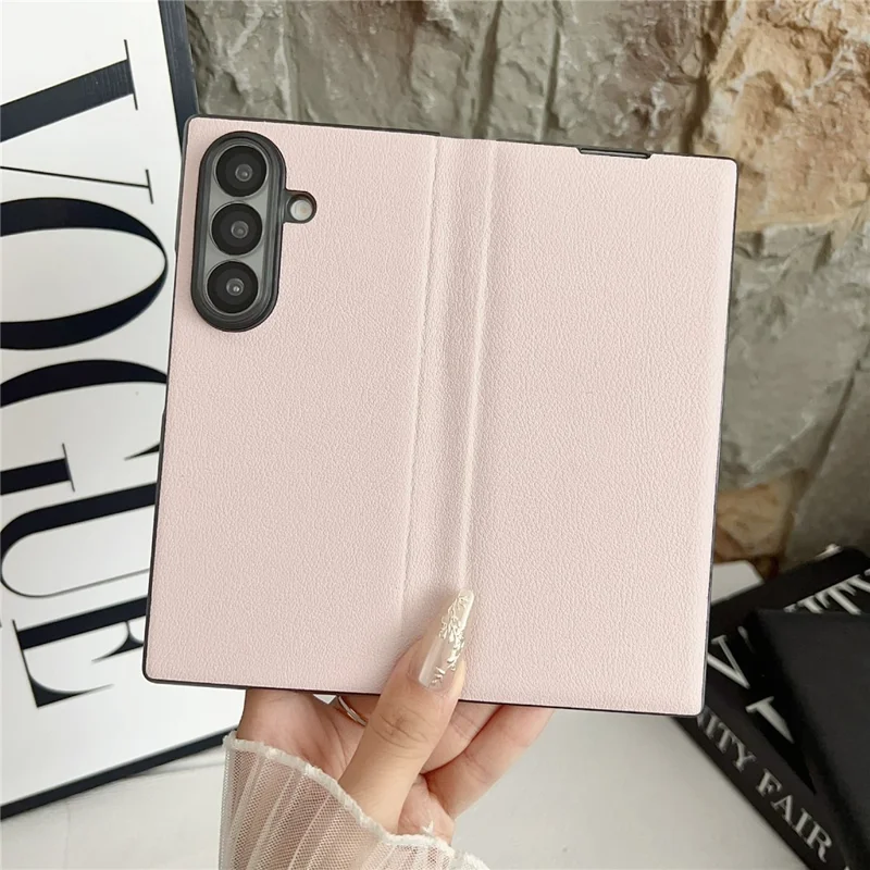 For Samsung Galaxy Z Fold7 5G Case Simple Design Shockproof PU + PC Phone Back Cover - Pink