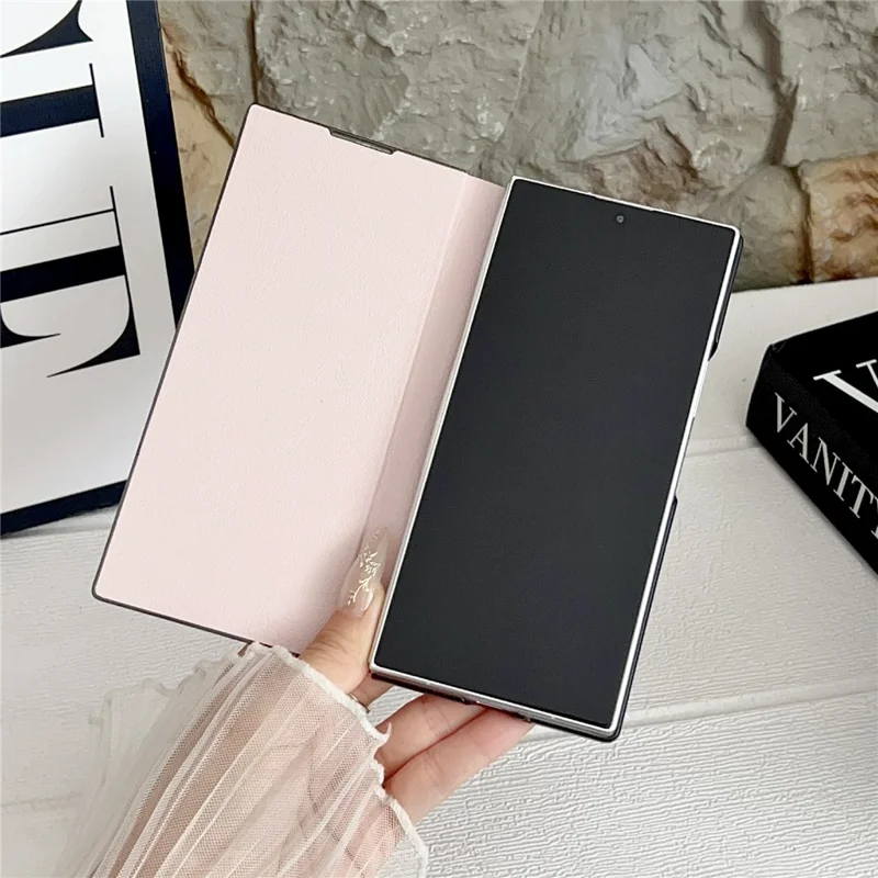 For Samsung Galaxy Z Fold7 5G Case Simple Design Shockproof PU + PC Phone Back Cover - Pink