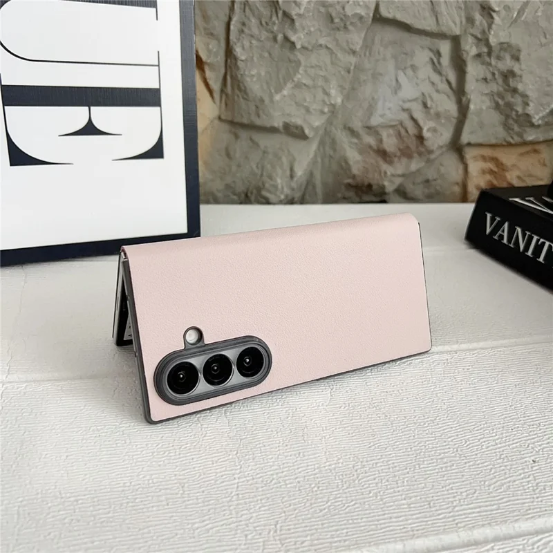 For Samsung Galaxy Z Fold7 5G Case Simple Design Shockproof PU + PC Phone Back Cover - Pink
