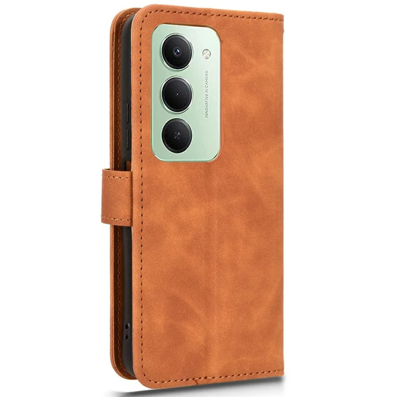 For Xiaomi Redmi 15 4G Leather Case Skin Feel Anti Drop Wallet Flip Phone Cover - Brown