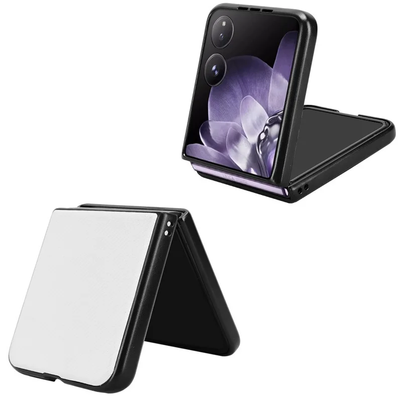For Xiaomi Mix Flip 2 Case Carbon Fiber Texture Shockproof PU + PC Phone Cover - White