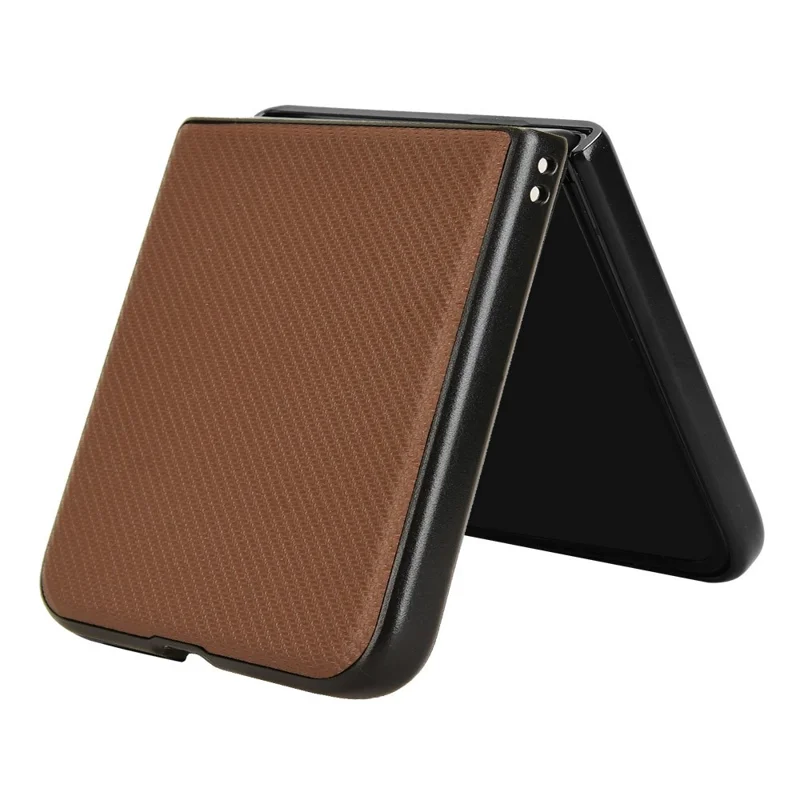 For Xiaomi Mix Flip 2 Case Carbon Fiber Texture Shockproof PU + PC Phone Cover - Brown