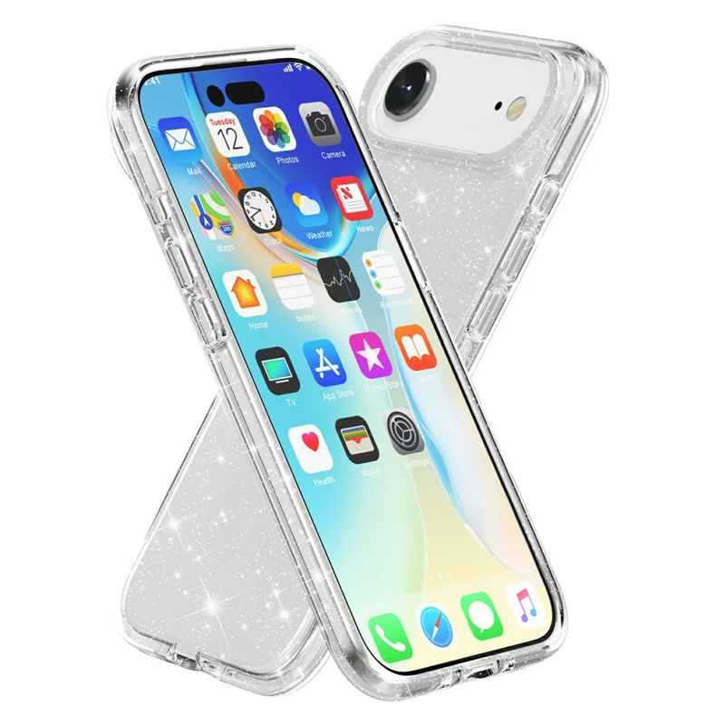 AMORUS Para iPhone 17 Air Case Suave TPU Duro PC Atrás Resistente a los Golpes Funda de Teléfono - Blanco Brillante