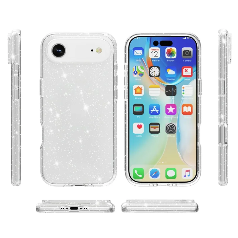 AMORUS Para iPhone 17 Air Case Suave TPU Duro PC Atrás Resistente a los Golpes Funda de Teléfono - Blanco Brillante