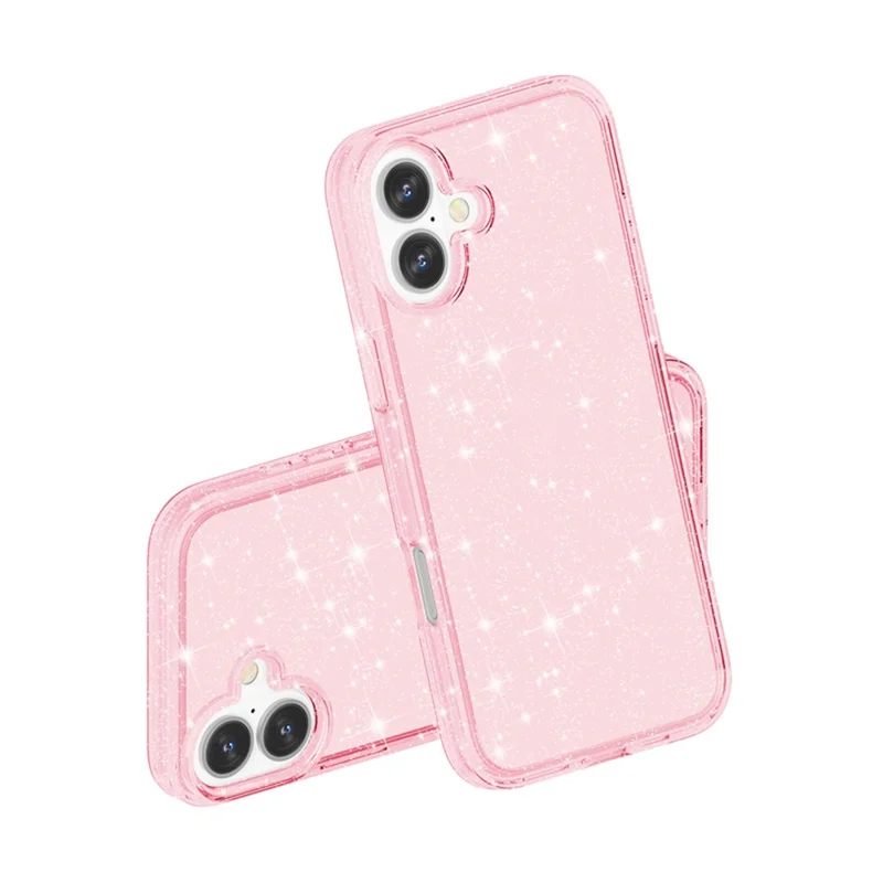 AMORUS For iPhone 16 Case Soft TPU Hard PC Back Shockproof Phone Cover - Glitter Pink