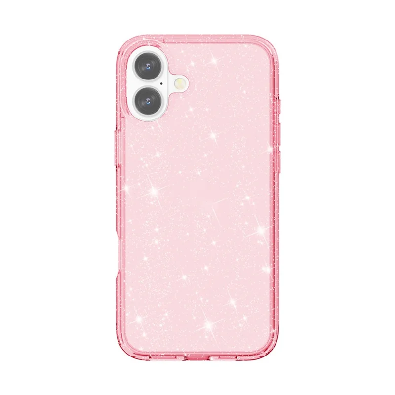 AMORUS For iPhone 16 Case Soft TPU Hard PC Back Shockproof Phone Cover - Glitter Pink