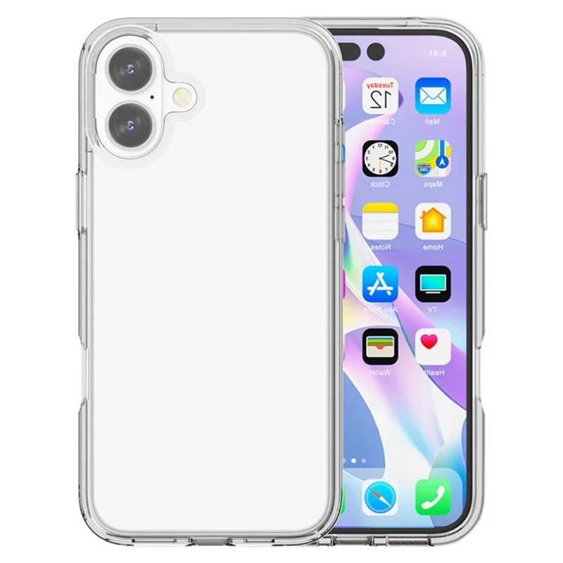 AMORUS For iPhone 16 Plus Case Soft TPU Hard PC Back Shockproof Phone Cover - Clear White
