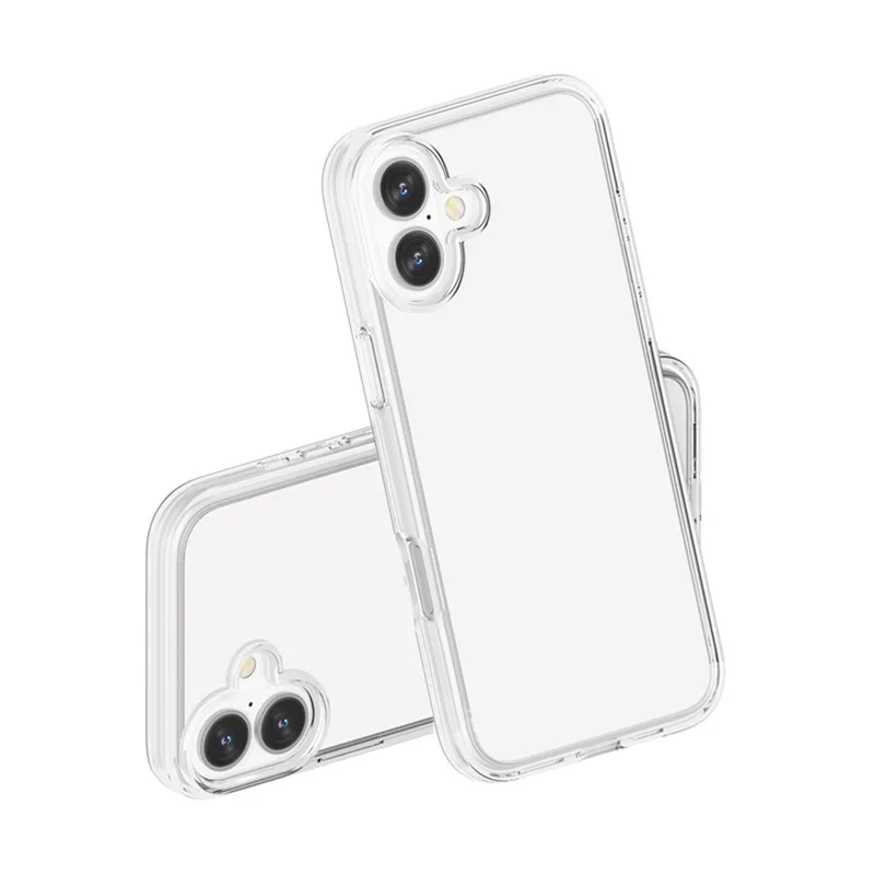 AMORUS For iPhone 16 Plus Case Soft TPU Hard PC Back Shockproof Phone Cover - Clear White