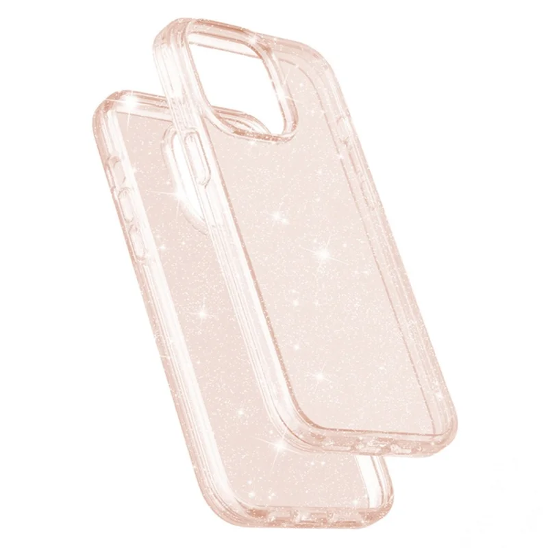 AMORUS Handyhülle für iPhone 15 Pro Max, weiches TPU, harte PC-Rückseite, stoßfeste Schutzhülle - Glitzer Gold