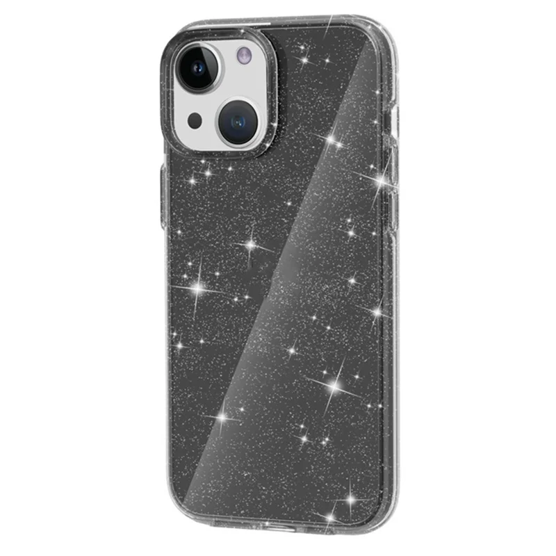 AMORUS For iPhone 15 Case Soft TPU Hard PC Back Shockproof Phone Cover - Glitter Black