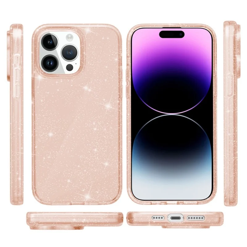 Capa AMORUS para iPhone 14 Pro Max, Capa de Telefone à Prova de Choque com TPU Macio e PC Rígido - Glitter Dourado